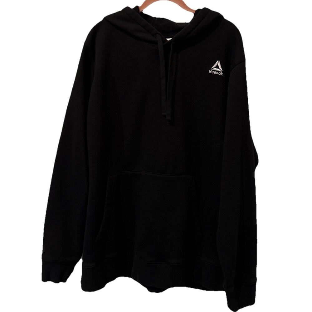 Reebok Hoodie Mens-Long Sleeve Pockets Pullover Sweatshirt Size 3XL Black